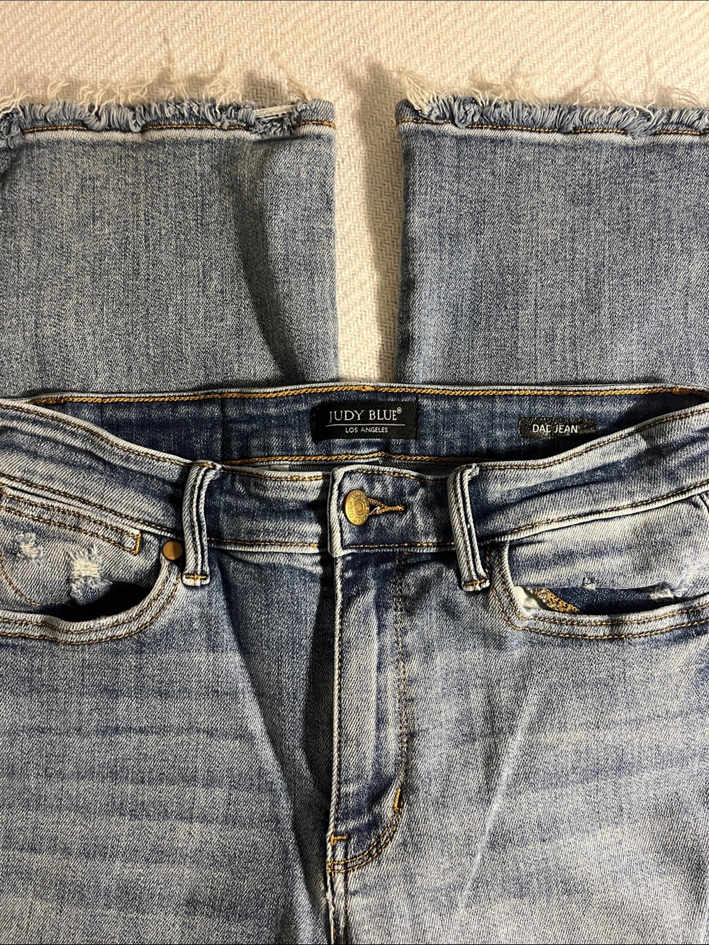 Judy Blue Light Blue Distressed Raw Hem Jeans